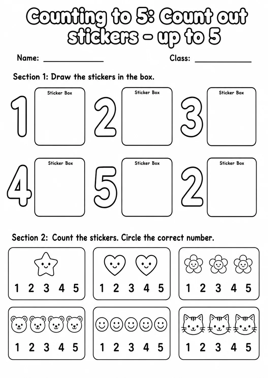 Pre-K Counting to 5 Math Worksheet Pack page 8 printable worksheet preview