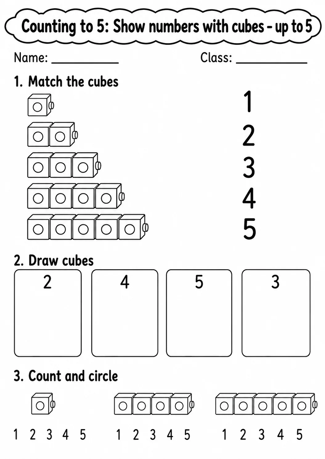 Pre-K Counting to 5 Math Worksheet Pack page 9 printable worksheet preview