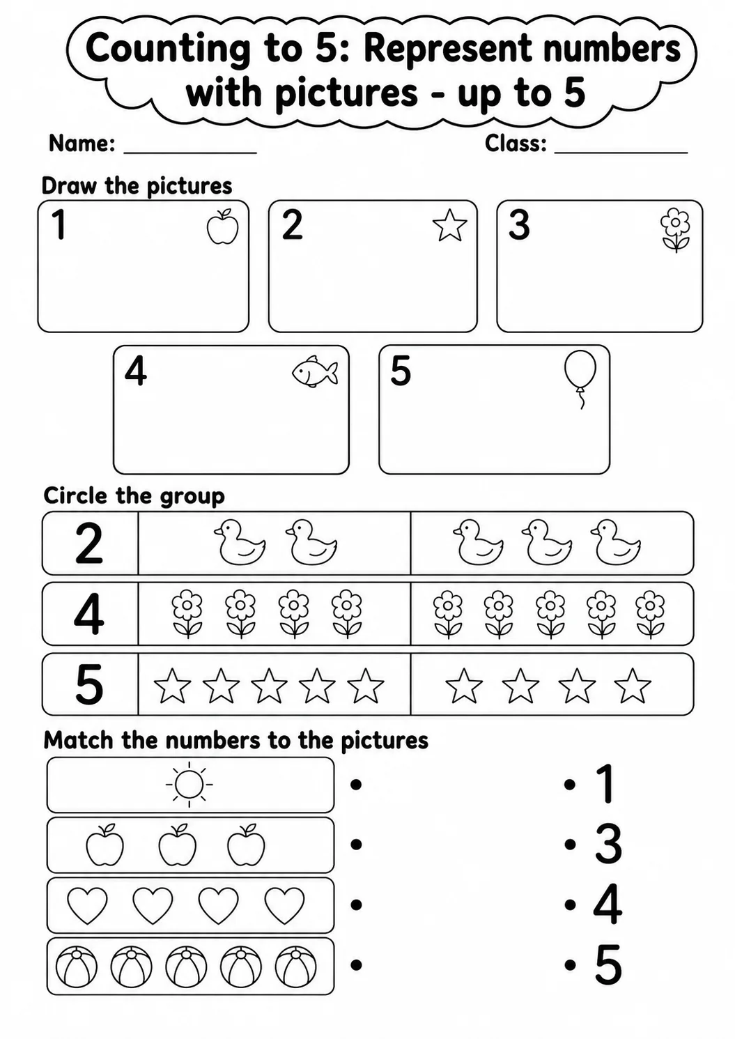 Pre-K Counting to 5 Math Worksheet Pack page 11 printable worksheet preview
