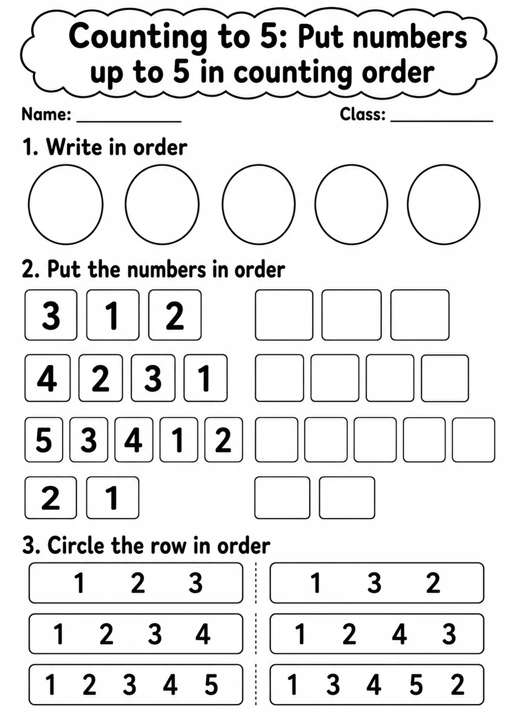 Pre-K Counting to 5 Math Worksheet Pack page 13 printable worksheet preview