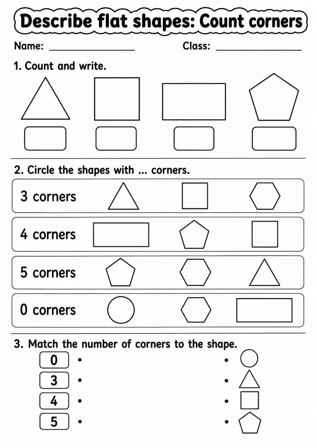 Pre-K Describe Flat Shapes Math Worksheet Pack page 2 printable worksheet preview