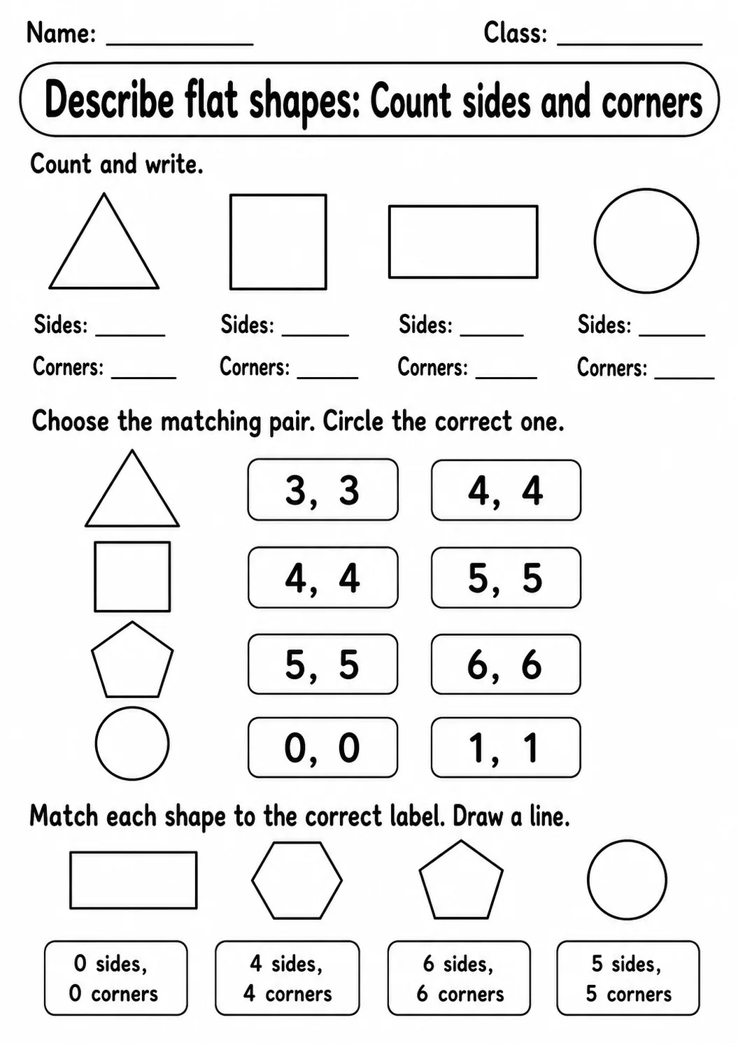 Pre-K Describe Flat Shapes Math Worksheet Pack page 3 printable worksheet preview