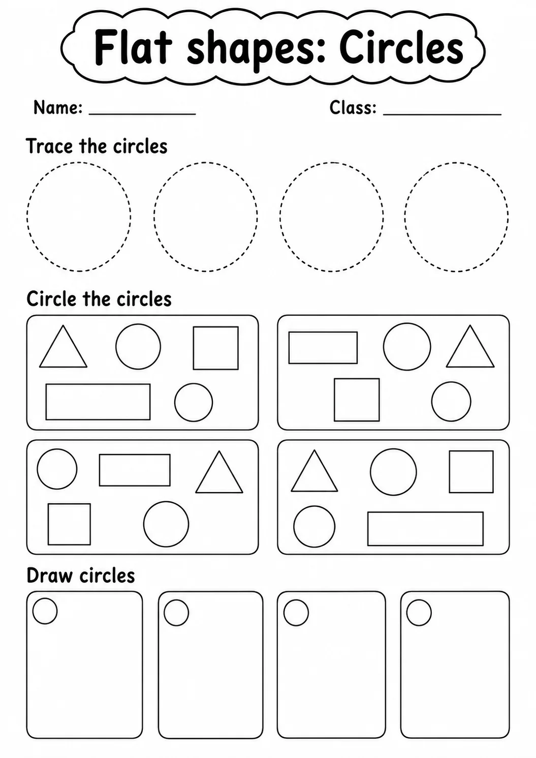 Pre-K Flat Shapes Math Worksheet Pack printable worksheet pack preview