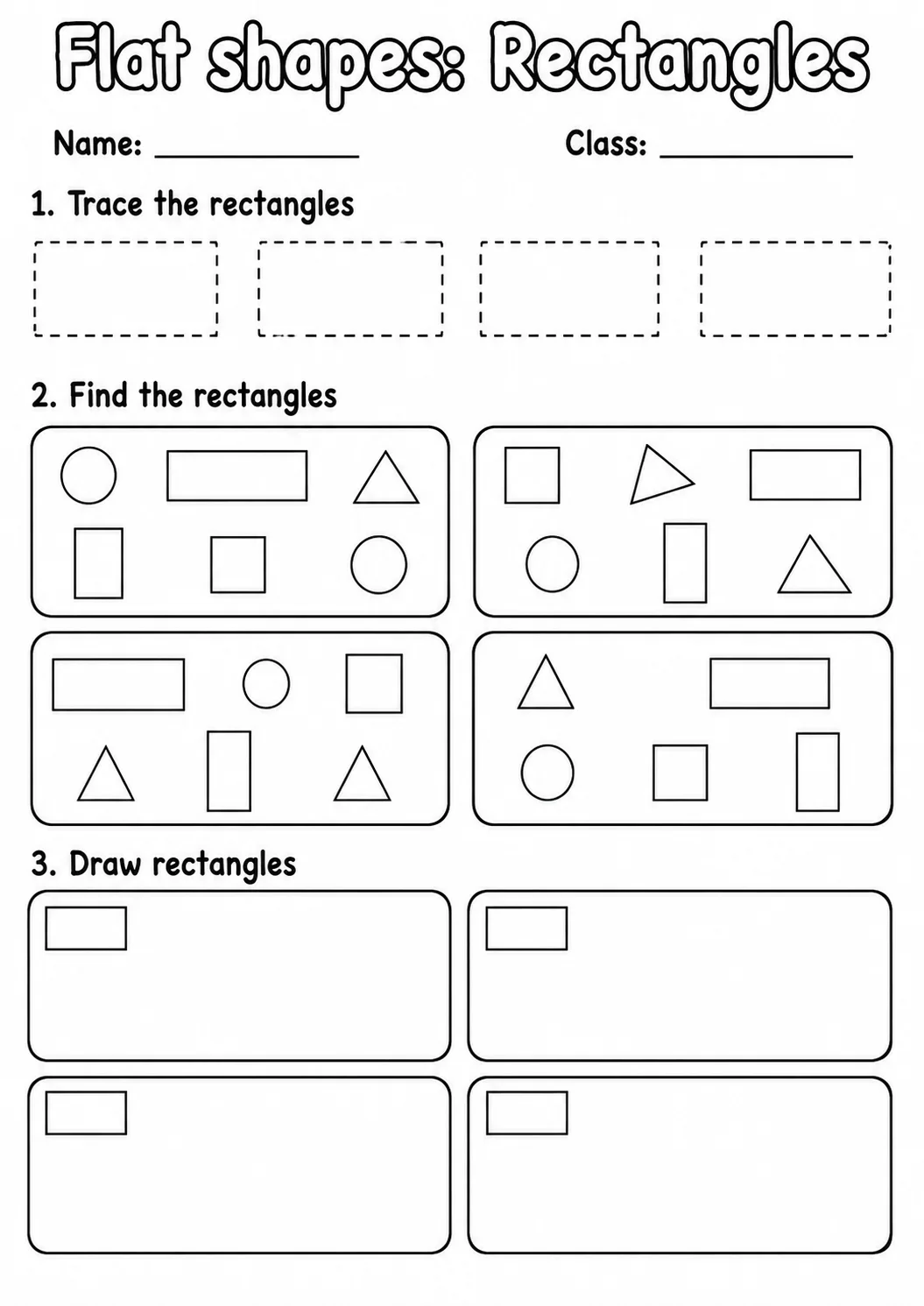 Pre-K Flat Shapes Math Worksheet Pack page 3 printable worksheet preview