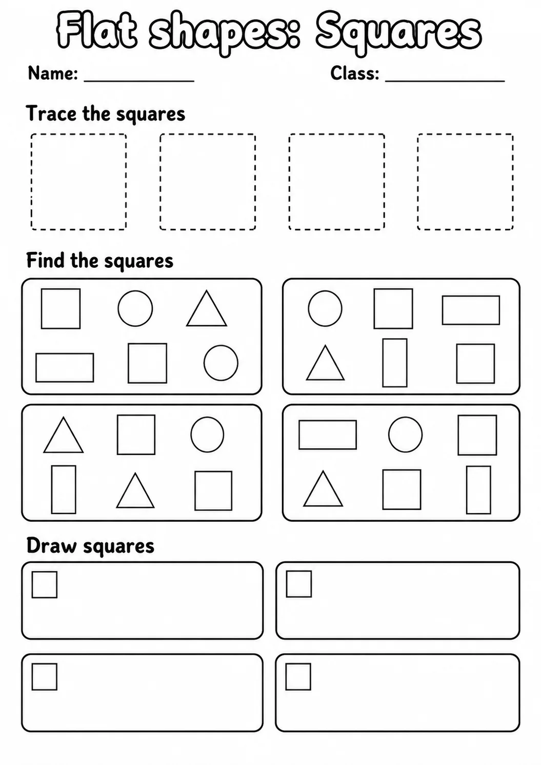 Pre-K Flat Shapes Math Worksheet Pack page 4 printable worksheet preview