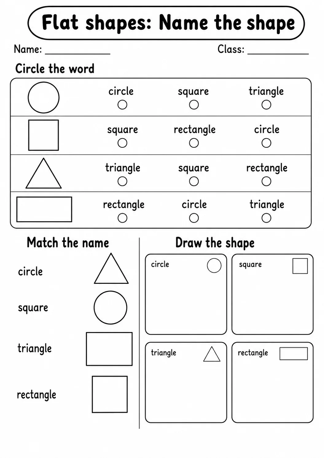 Pre-K Flat Shapes Math Worksheet Pack page 7 printable worksheet preview