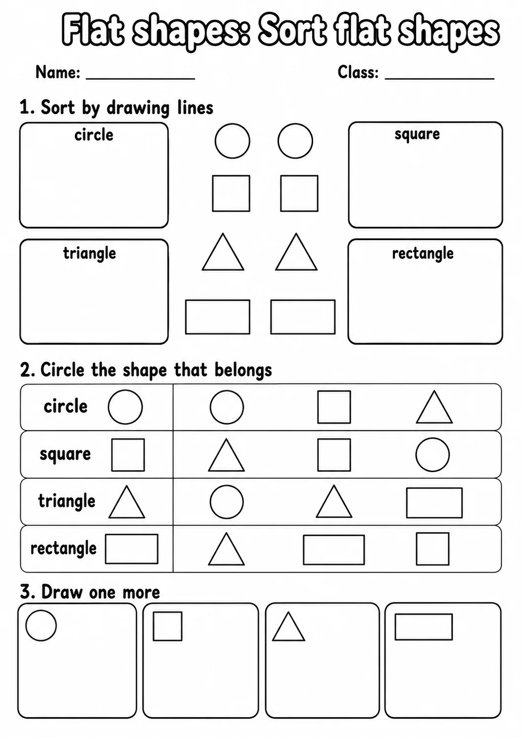 Pre-K Flat Shapes Math Worksheet Pack page 8 printable worksheet preview