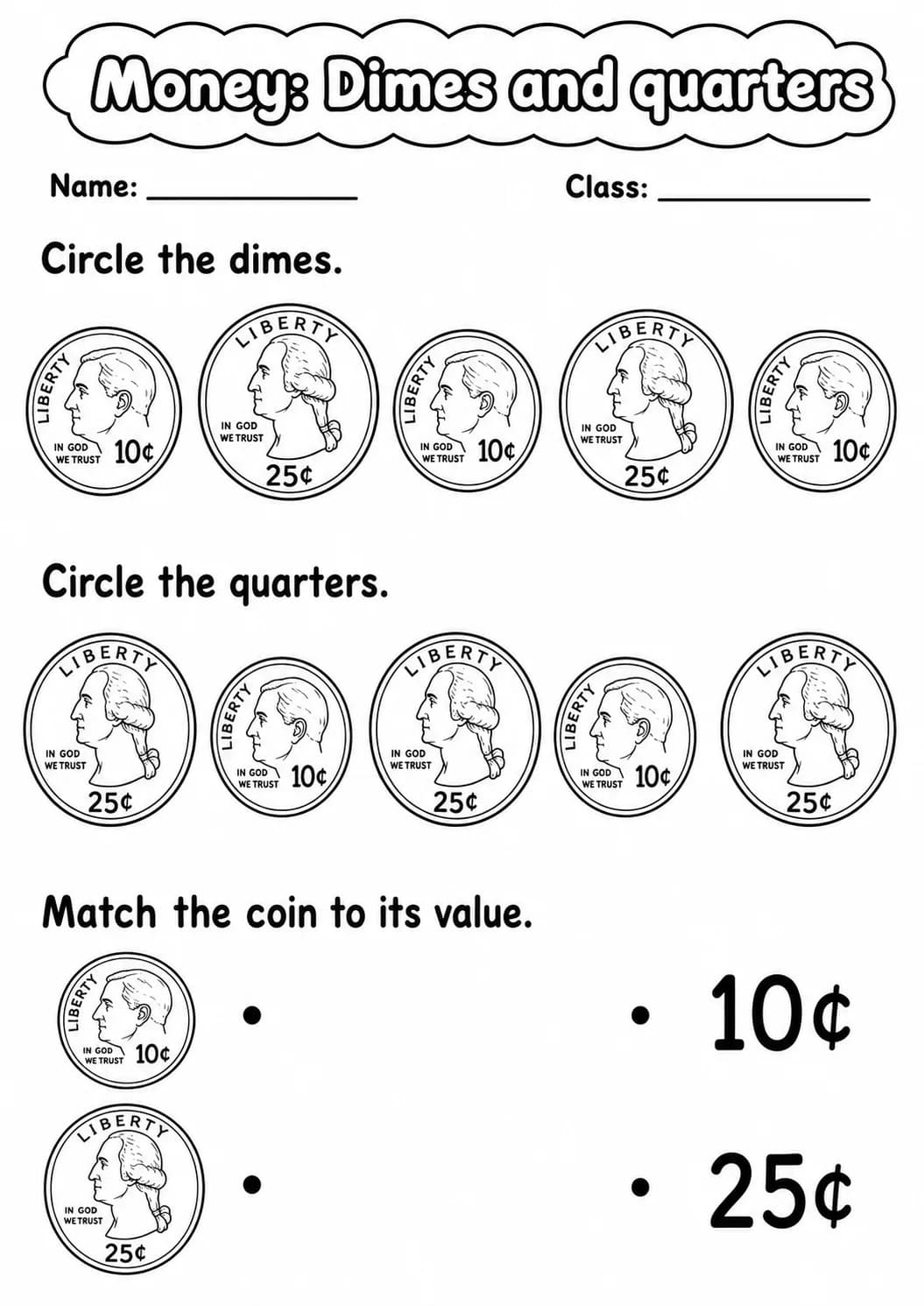 Pre-K Money Math Worksheet Pack page 2 printable worksheet preview