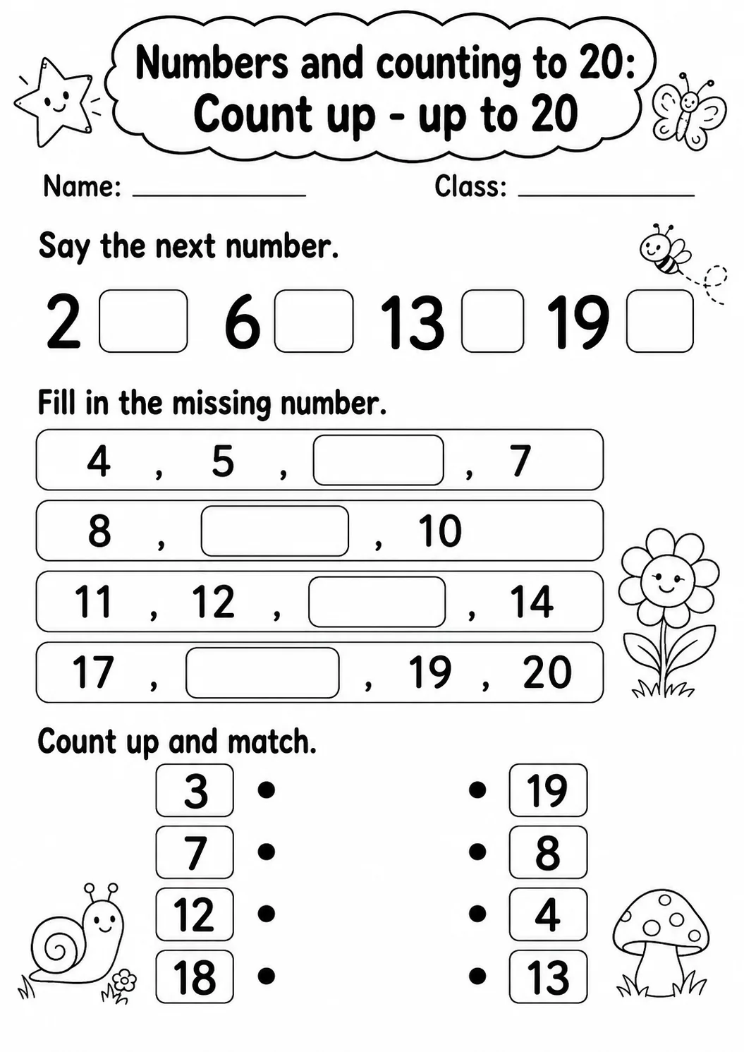 Pre-K Numbers and Counting to 20 Math Worksheet Pack page 8 printable worksheet preview