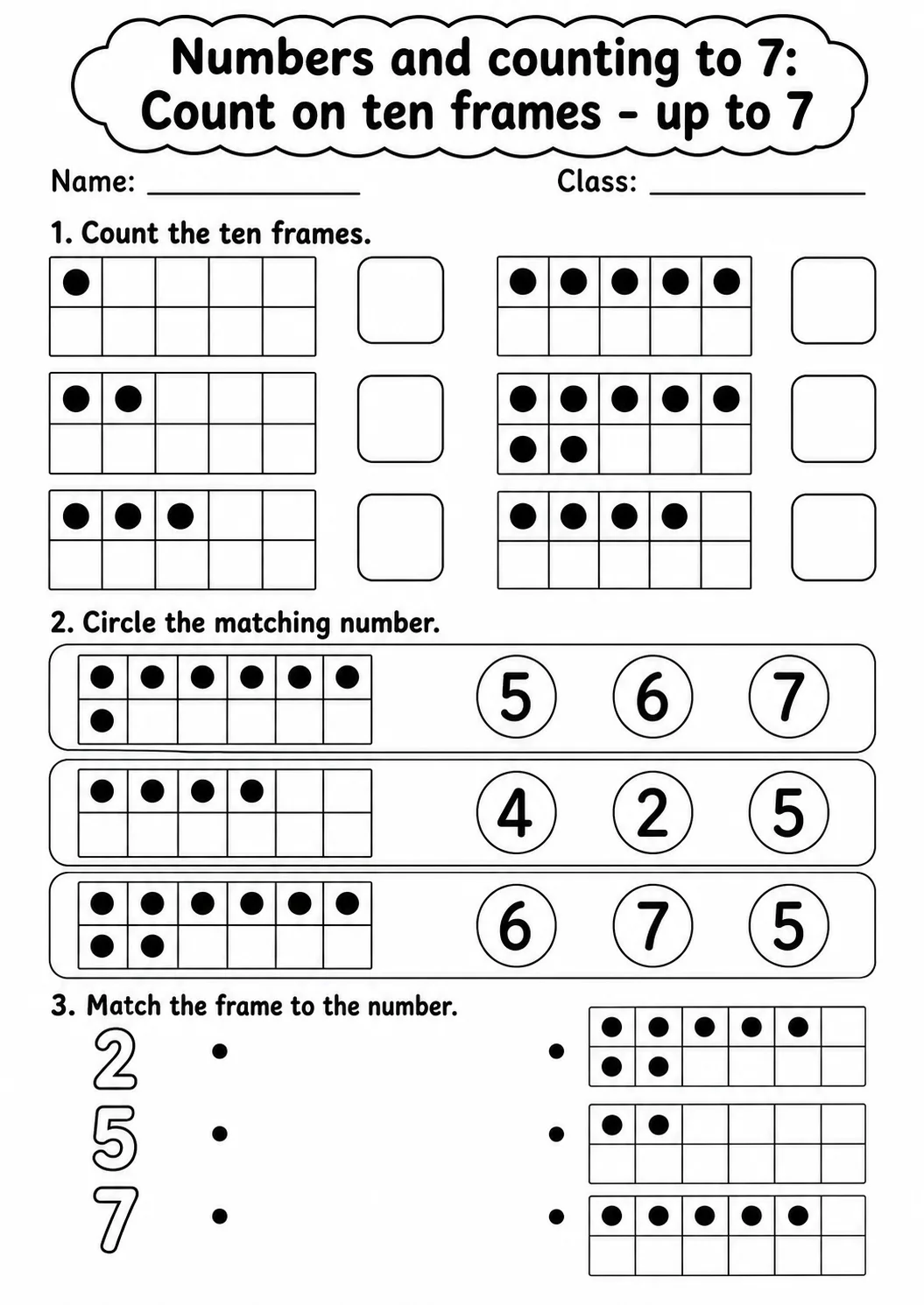 Pre-K Numbers and Counting to 7 Math Worksheet Pack page 5 printable worksheet preview