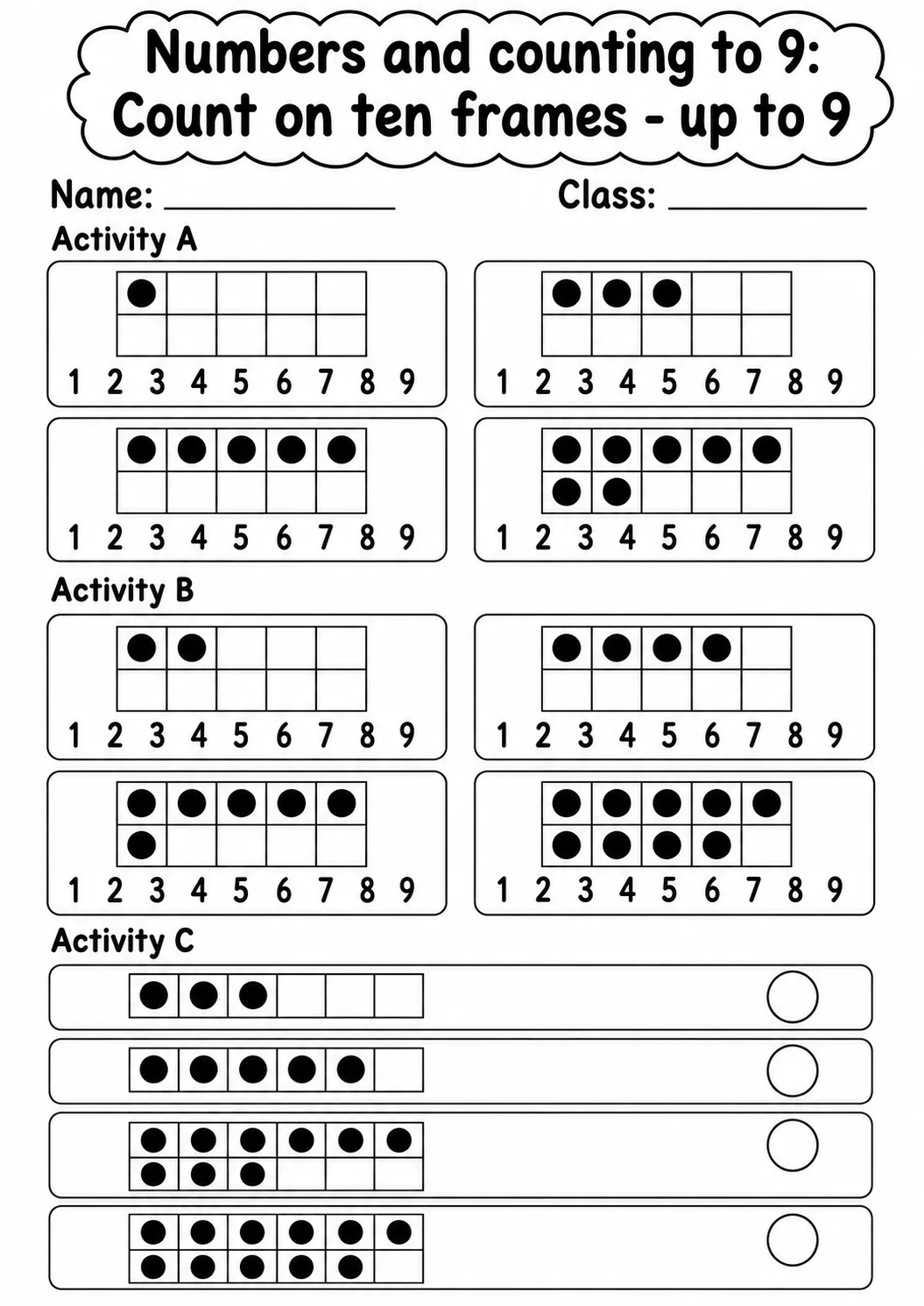 Pre-K Numbers and Counting to 9 Math Worksheet Pack page 5 printable worksheet preview