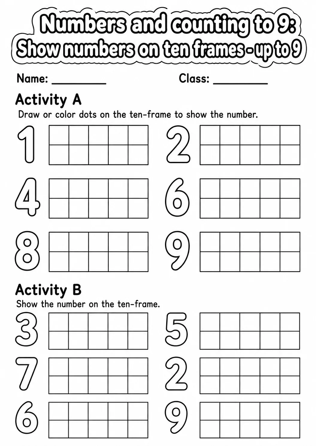 Pre-K Numbers and Counting to 9 Math Worksheet Pack page 8 printable worksheet preview