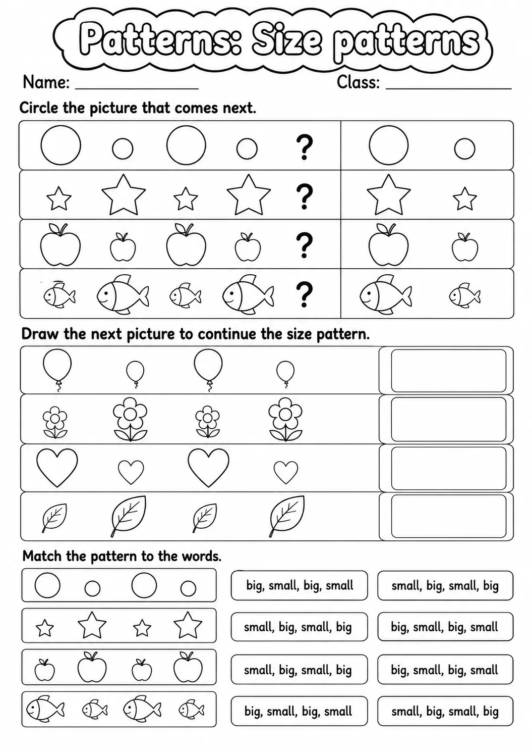 Pre-K Patterns Math Worksheet Pack page 2 printable worksheet preview