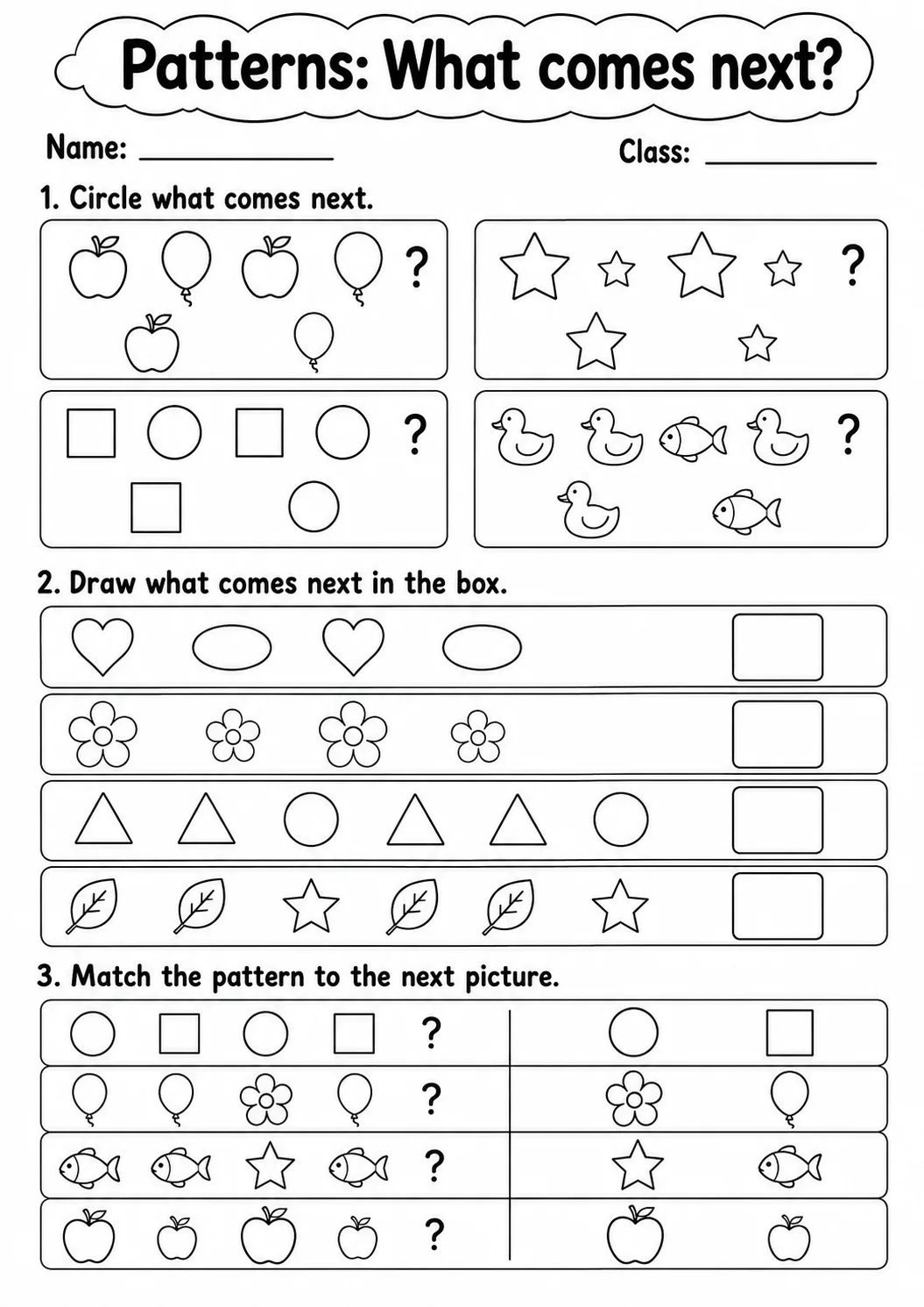 Pre-K Patterns Math Worksheet Pack page 4 printable worksheet preview