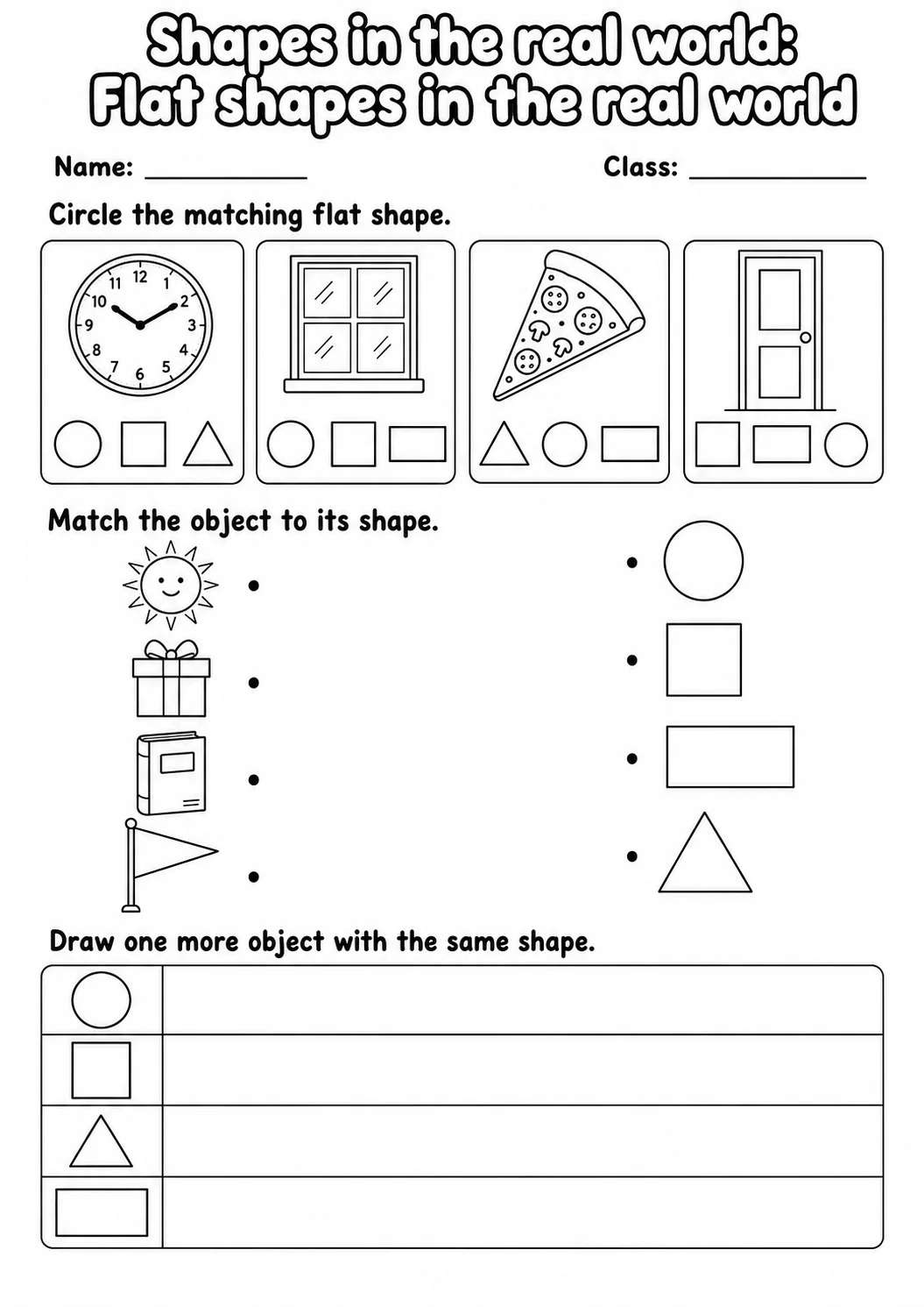 Pre-K Shapes in the Real World Math Worksheet Pack printable worksheet pack preview