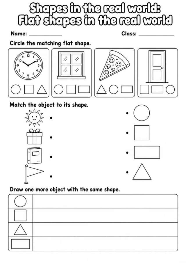 Pre-K Shapes in the Real World Math Worksheet Pack
