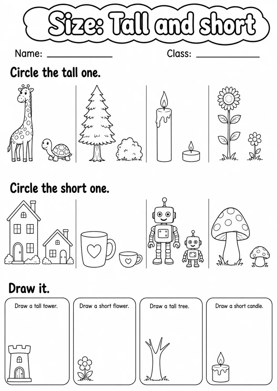 Pre-K Size Math Worksheet Pack page 2 printable worksheet preview