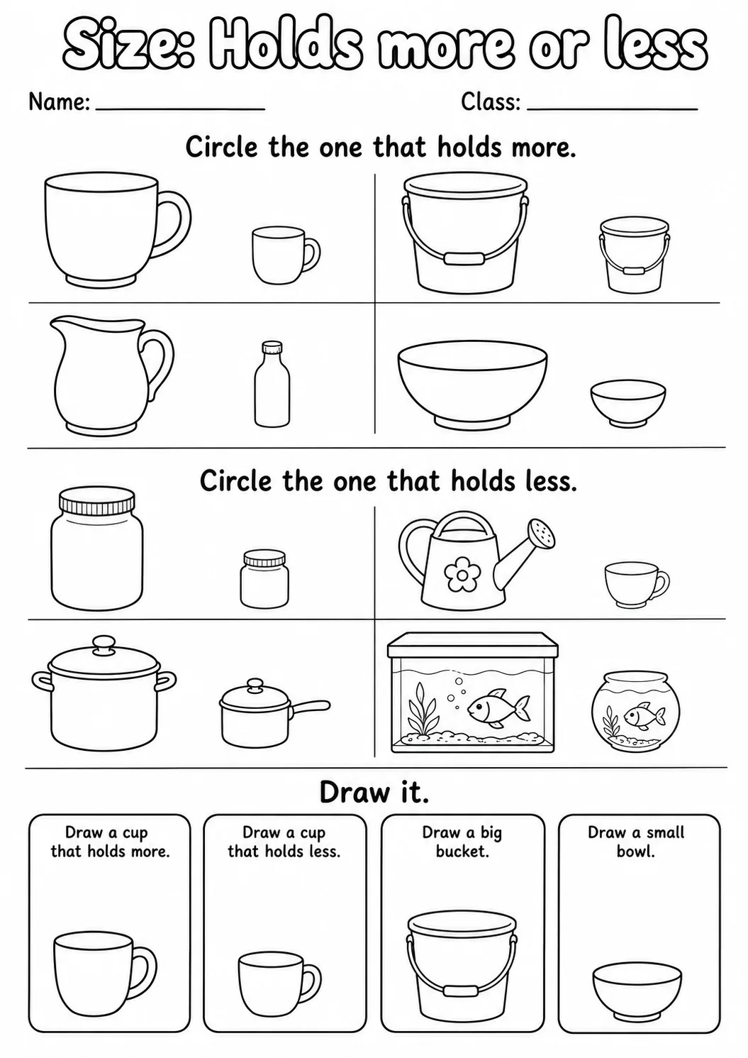 Pre-K Size Math Worksheet Pack page 5 printable worksheet preview