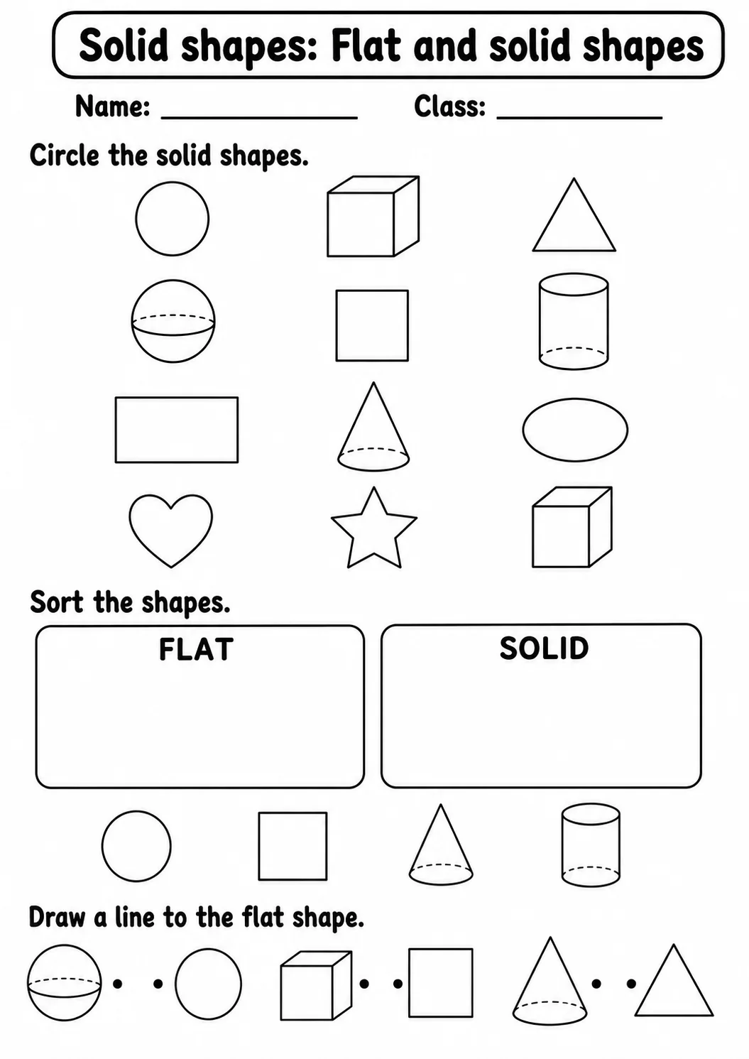 Pre-K Solid Shapes Math Worksheet Pack printable worksheet pack preview