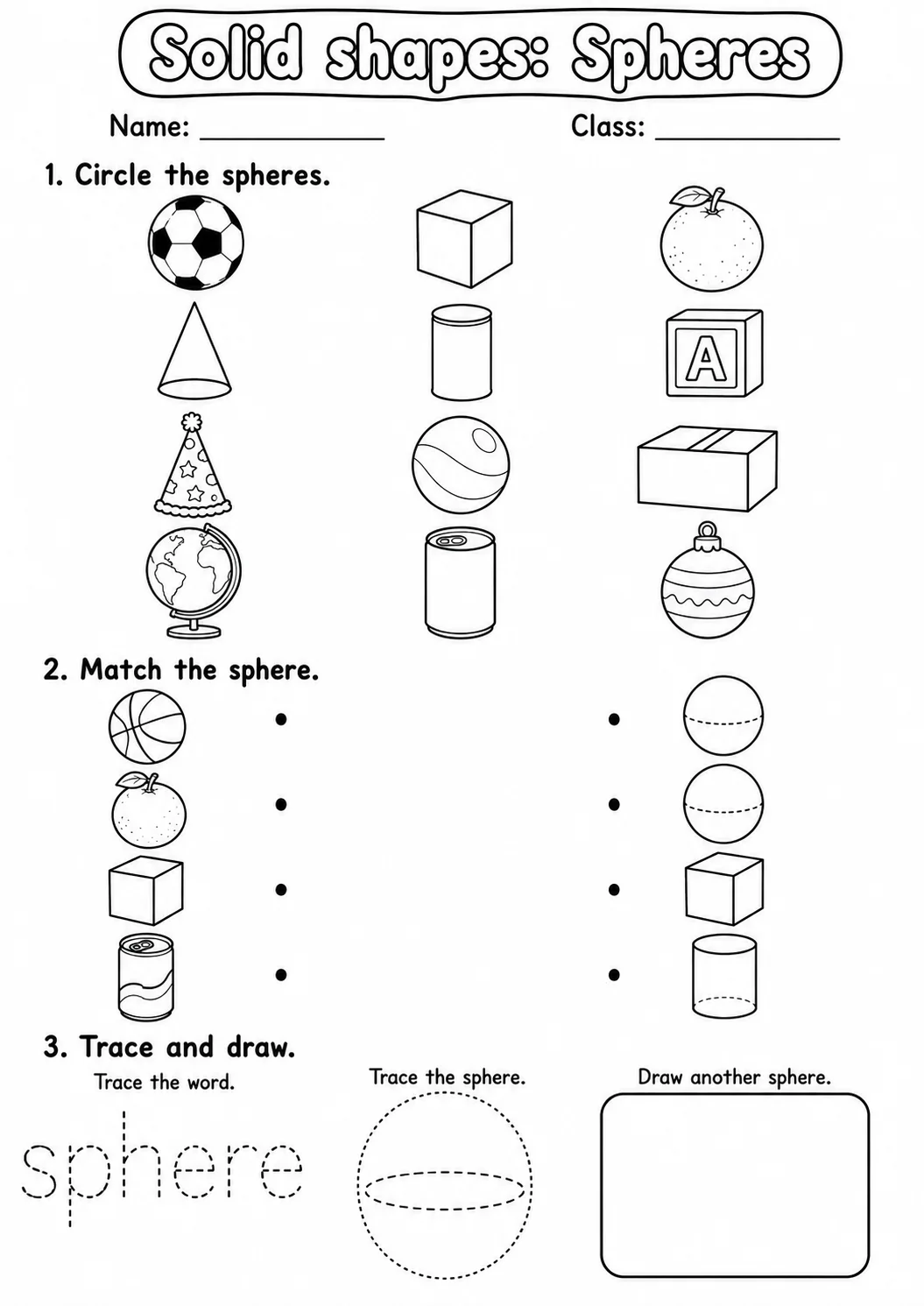 Pre-K Solid Shapes Math Worksheet Pack page 3 printable worksheet preview