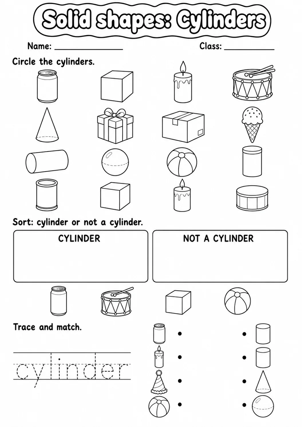 Pre-K Solid Shapes Math Worksheet Pack page 6 printable worksheet preview