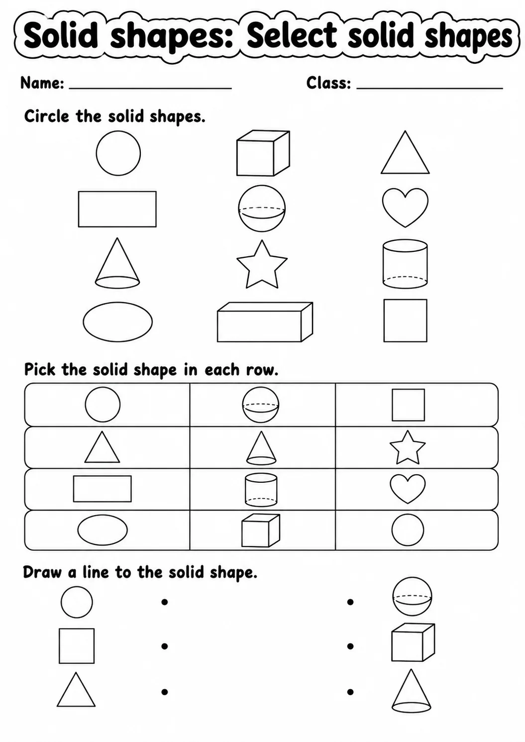 Pre-K Solid Shapes Math Worksheet Pack page 7 printable worksheet preview