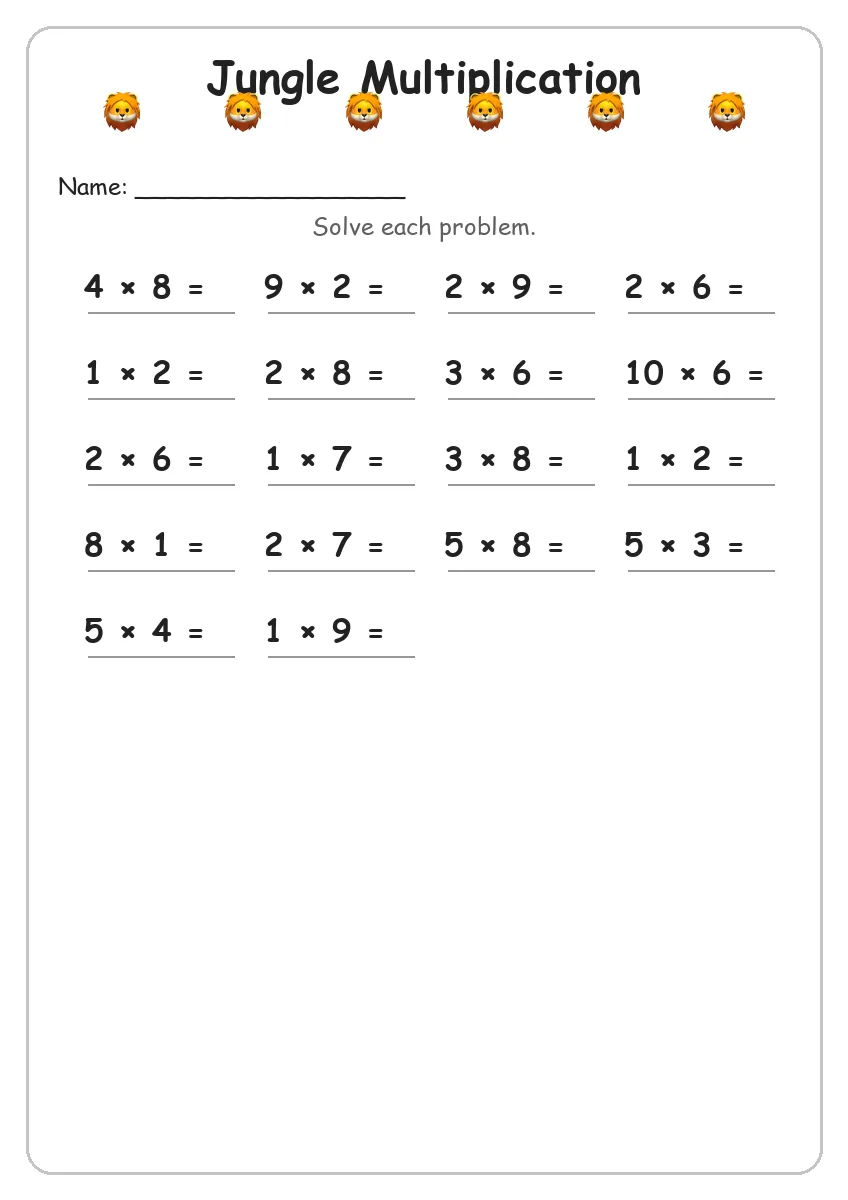 Jungle Multiplication (Grade 3)