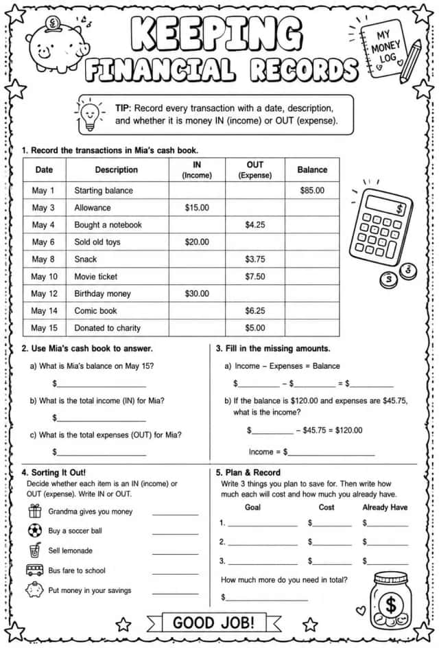 Keeping financial records