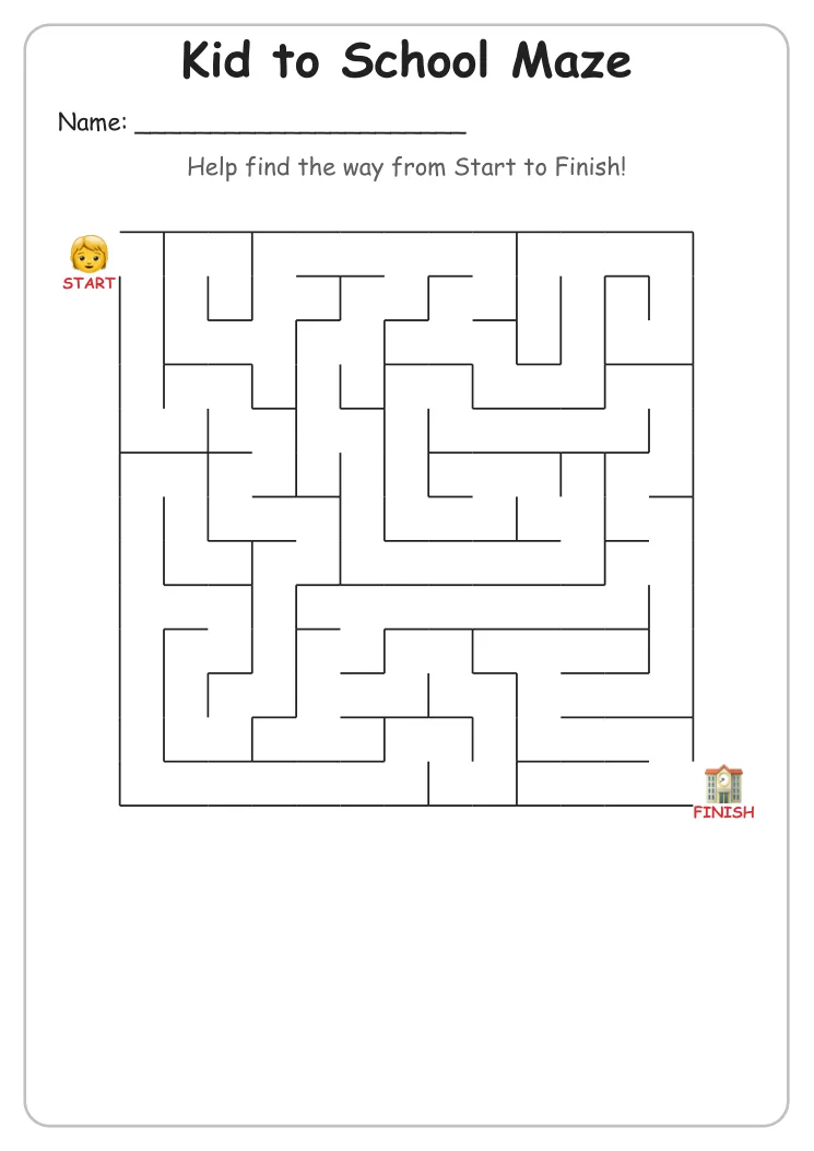 Kid to School maze for Grade 2