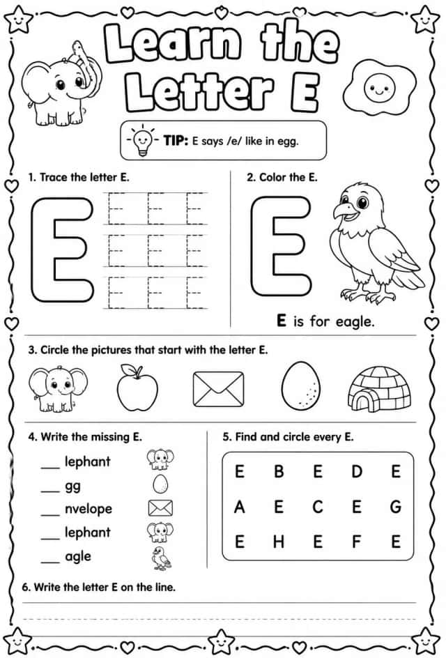 Learn the letter E
