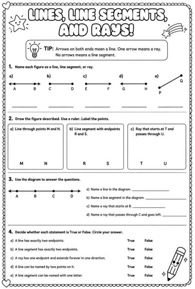 Lines, line segments, and rays