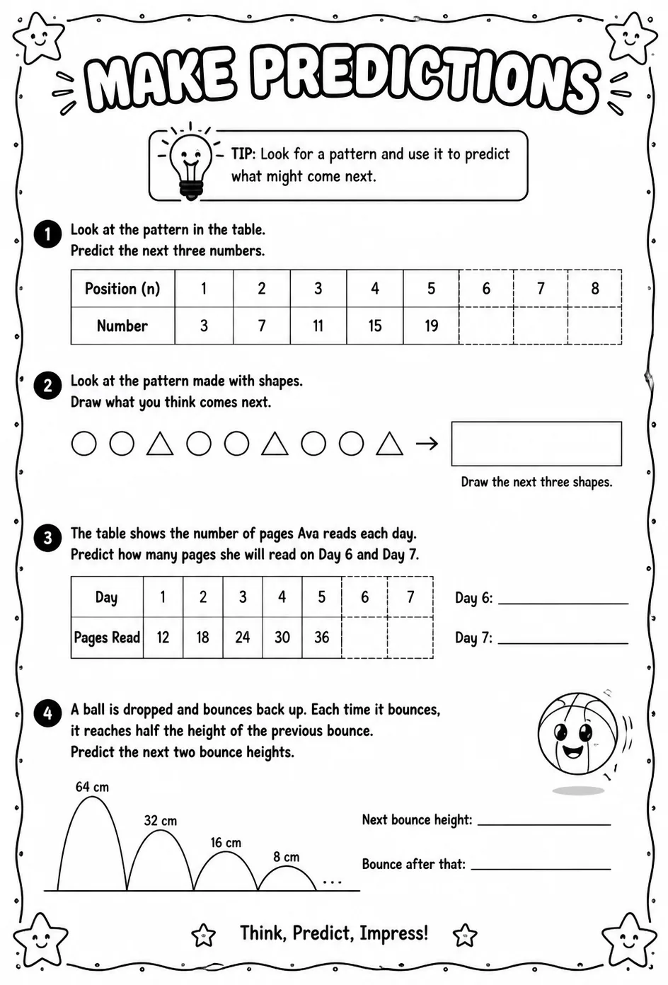 Make predictions — free printable Grade 6 math worksheet