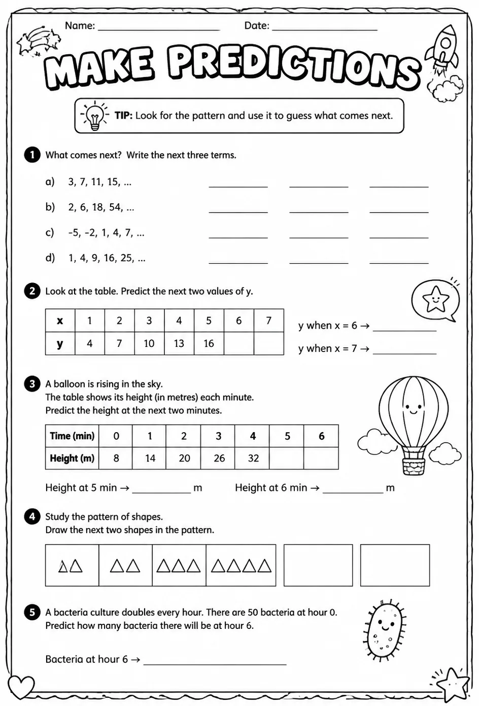 Make predictions — free printable Grade 8 math worksheet