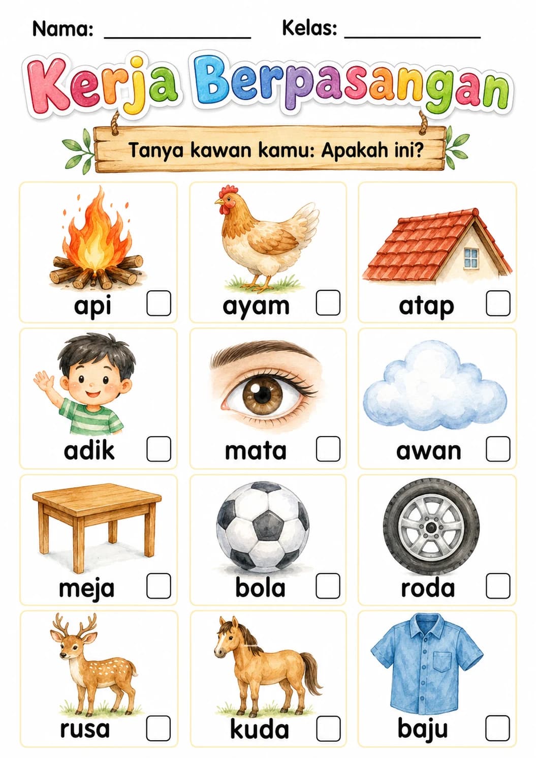 Malay Letter A Phonics Worksheets Pack page 3 printable worksheet preview