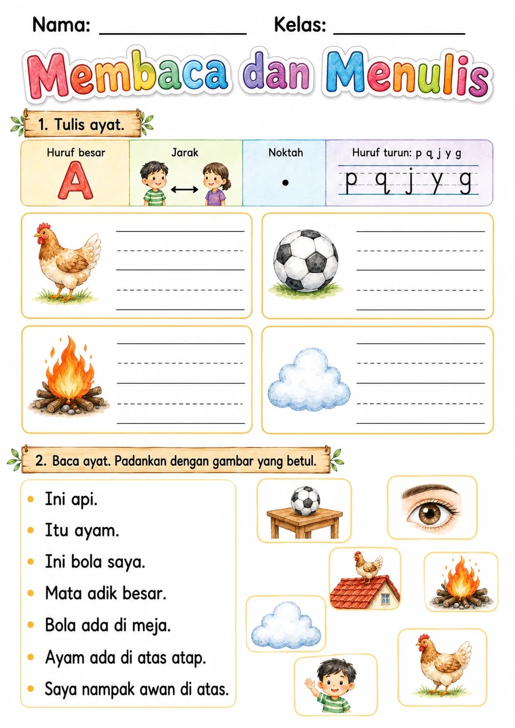 Malay Letter A Phonics Worksheets Pack page 7 printable worksheet preview