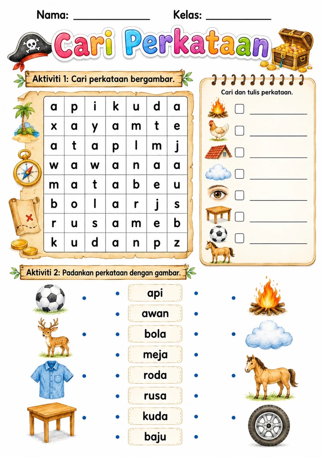 Malay Letter A Phonics Worksheets Pack page 10 printable worksheet preview