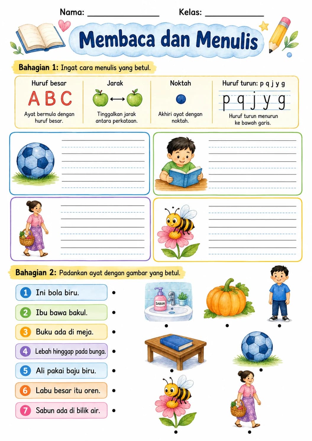 Malay Letter B Phonics Worksheets Pack page 5 printable worksheet preview