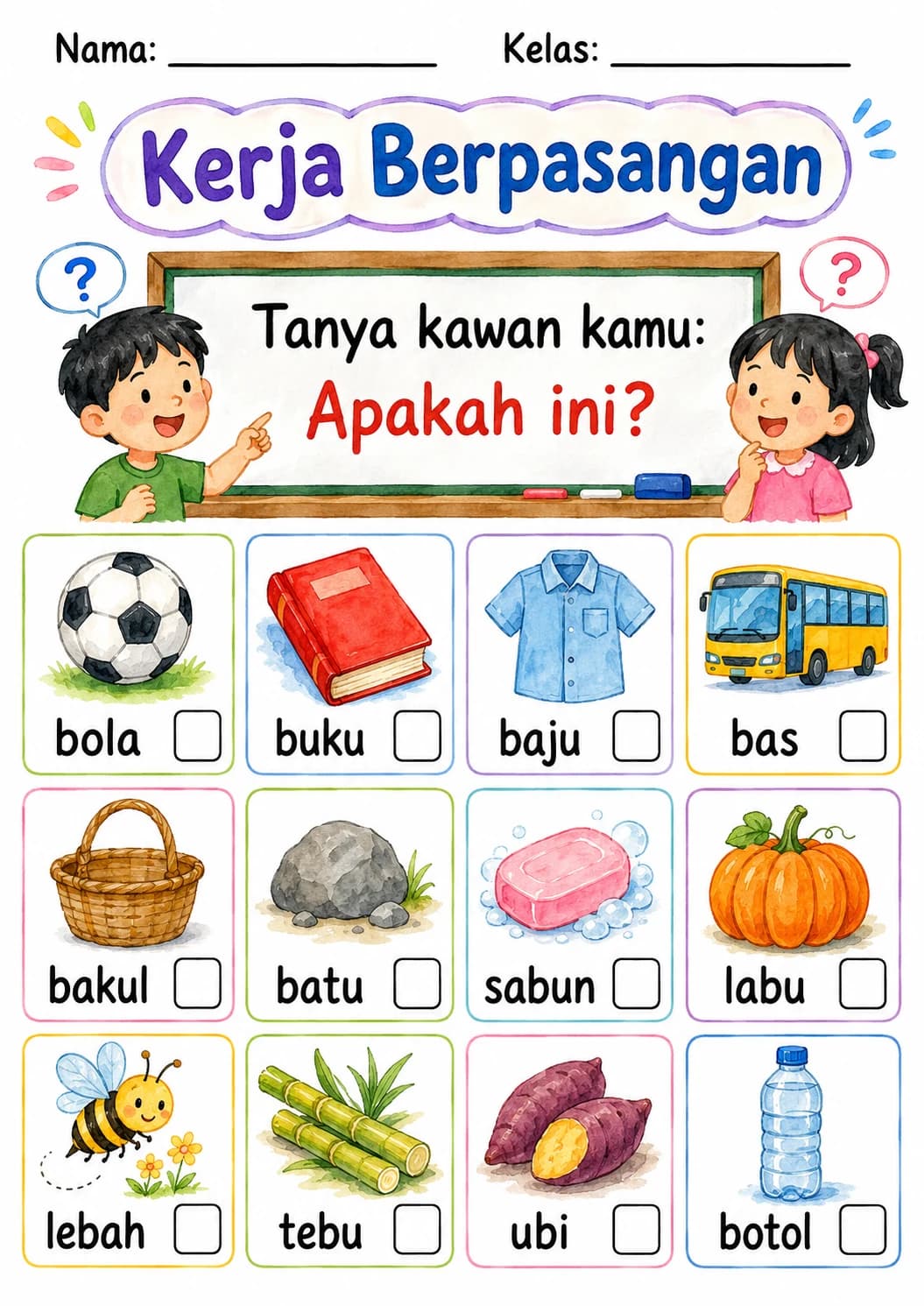 Malay Letter B Phonics Worksheets Pack page 10 printable worksheet preview