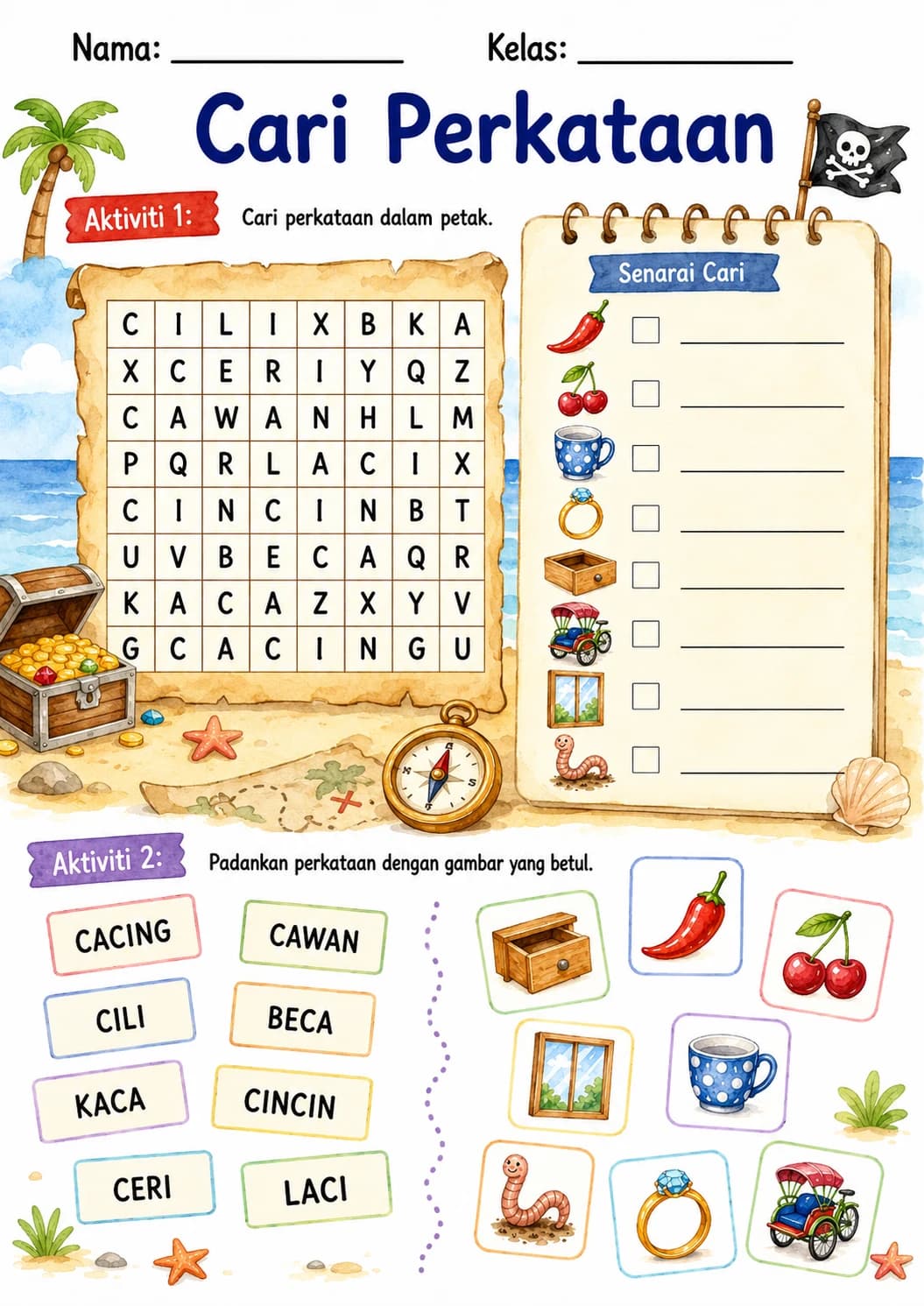 Malay Letter C Phonics Worksheets Pack page 5 printable worksheet preview