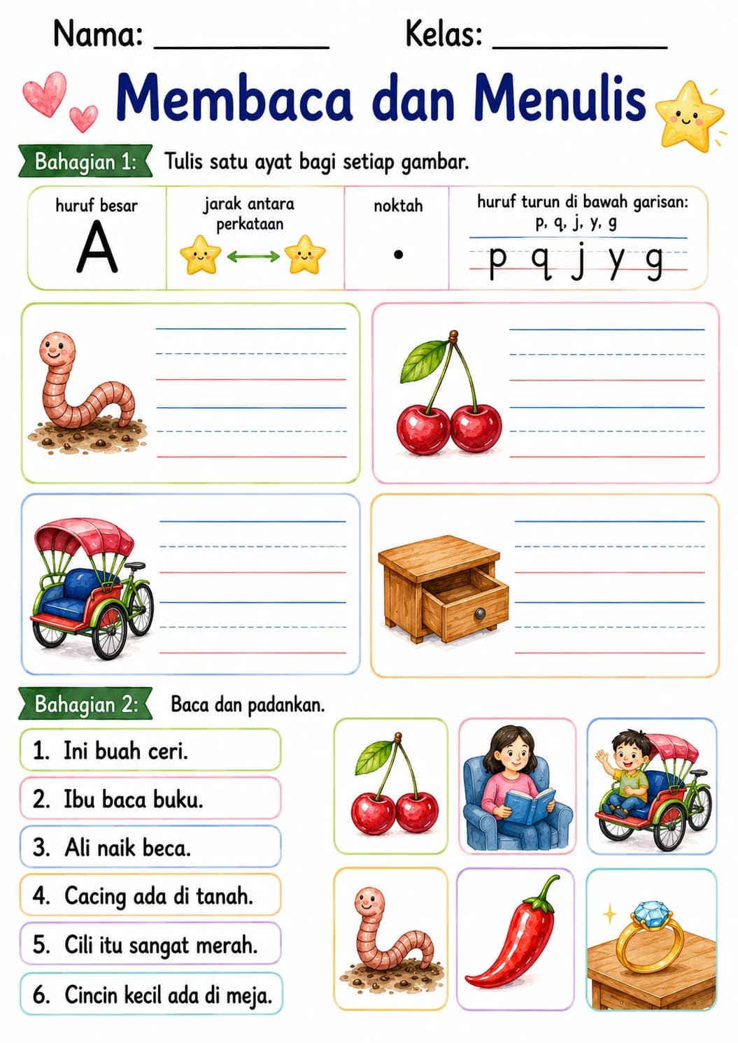 Malay Letter C Phonics Worksheets Pack page 6 printable worksheet preview