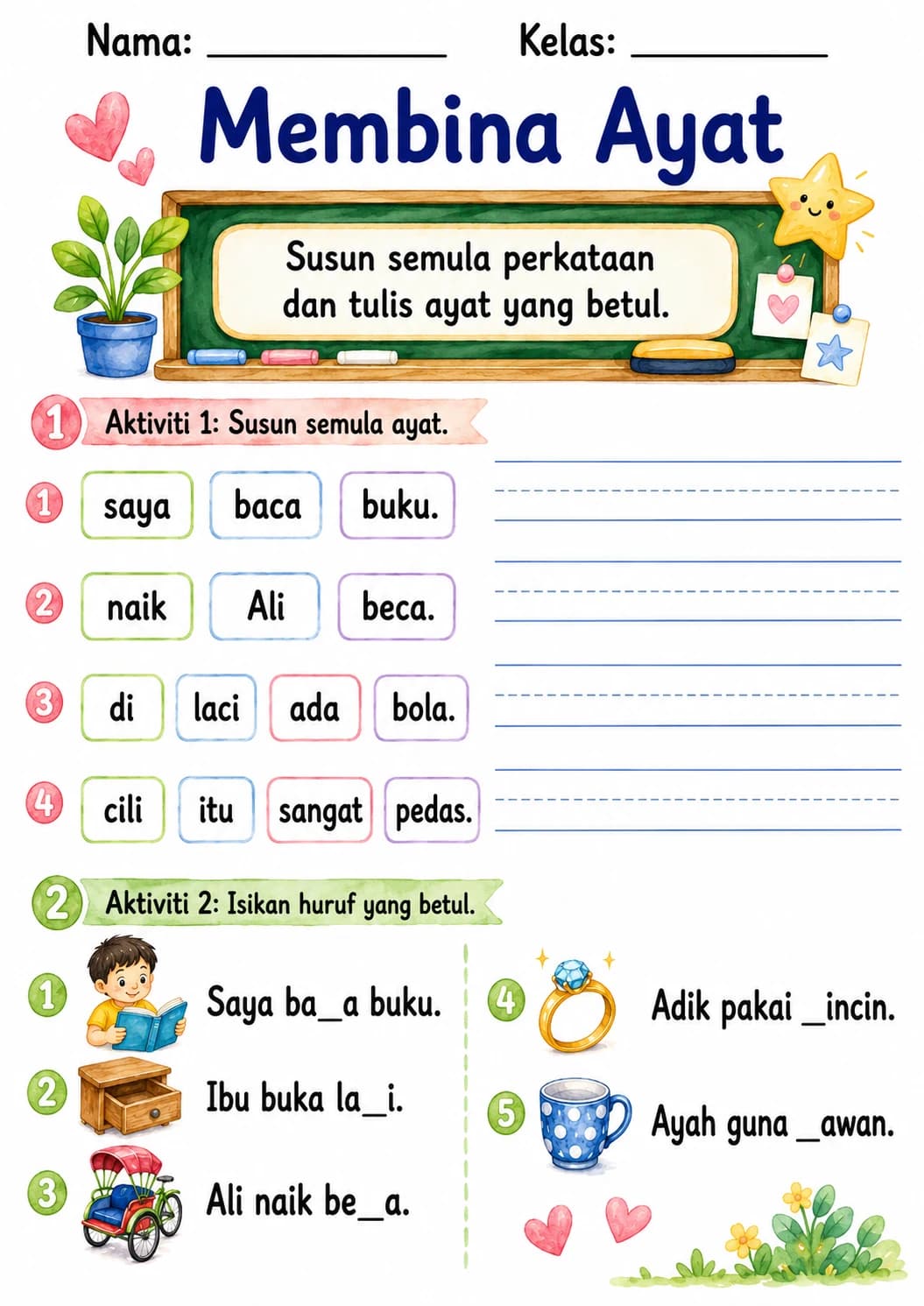 Malay Letter C Phonics Worksheets Pack page 9 printable worksheet preview