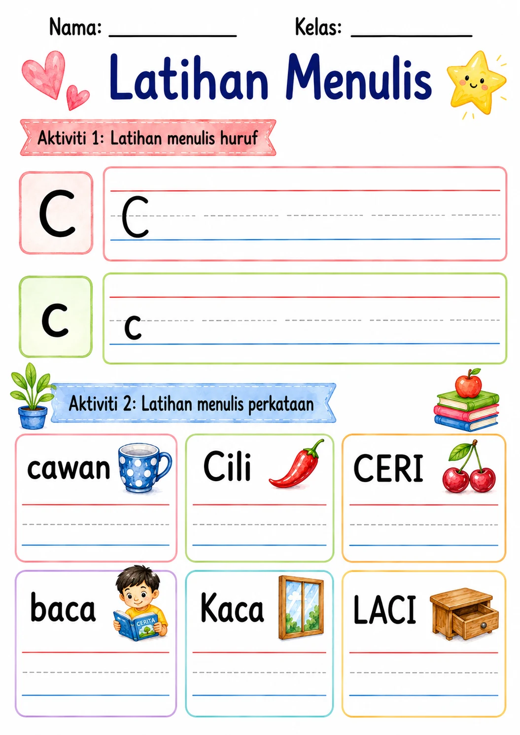 Malay Letter C Phonics Worksheets Pack page 10 printable worksheet preview