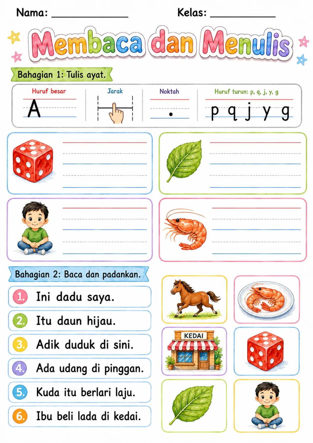 Malay Letter D Phonics Worksheets Pack page 2 printable worksheet preview