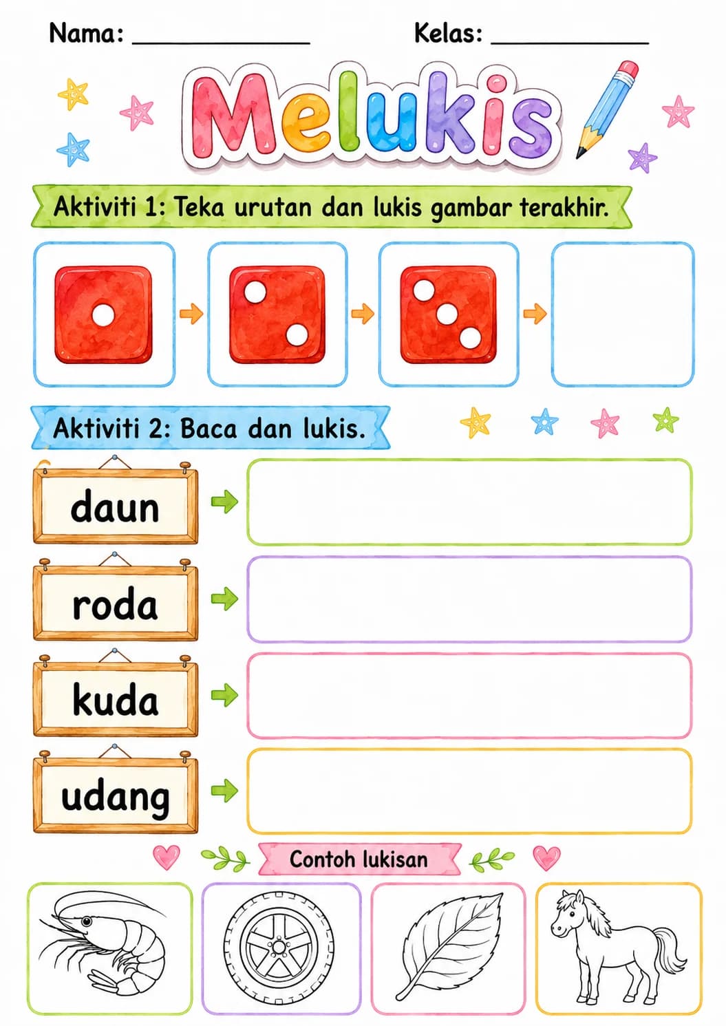 Malay Letter D Phonics Worksheets Pack page 5 printable worksheet preview