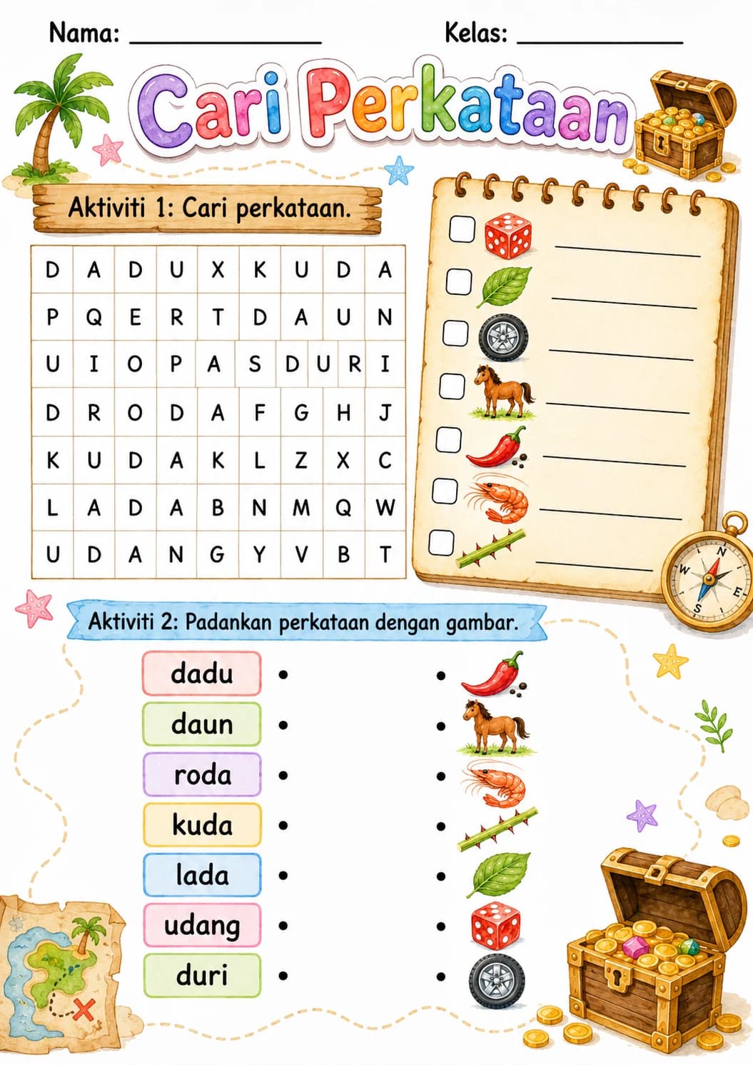 Malay Letter D Phonics Worksheets Pack page 7 printable worksheet preview