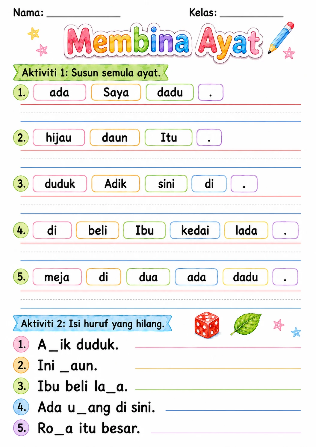 Malay Letter D Phonics Worksheets Pack page 10 printable worksheet preview
