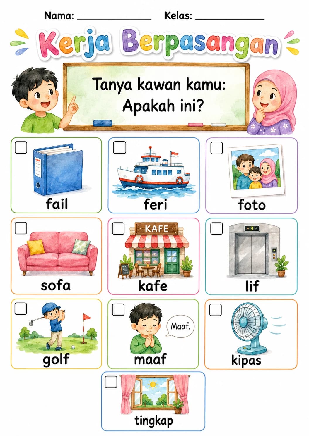 Malay Letter F Phonics Worksheets Pack page 3 printable worksheet preview
