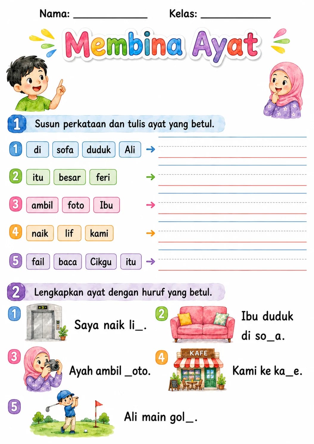 Malay Letter F Phonics Worksheets Pack page 4 printable worksheet preview