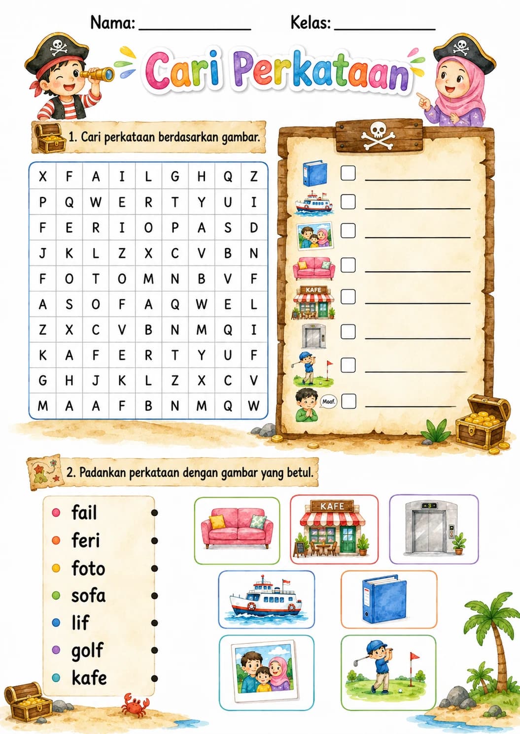 Malay Letter F Phonics Worksheets Pack page 7 printable worksheet preview