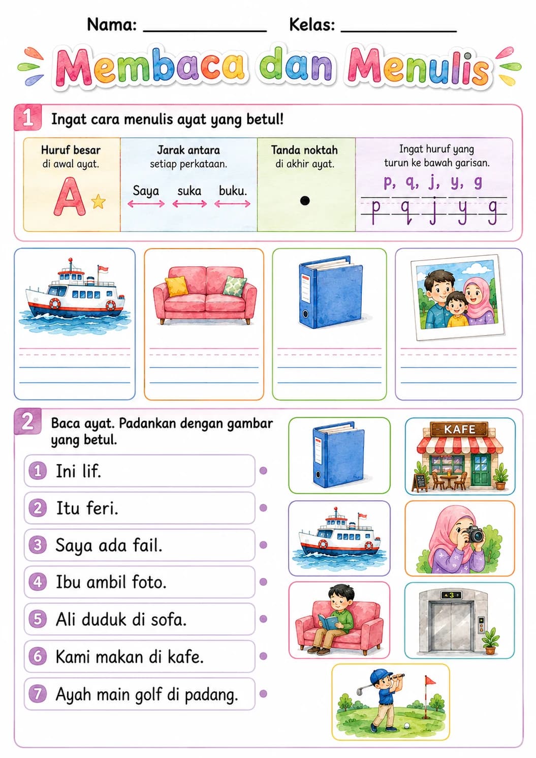Malay Letter F Phonics Worksheets Pack page 10 printable worksheet preview